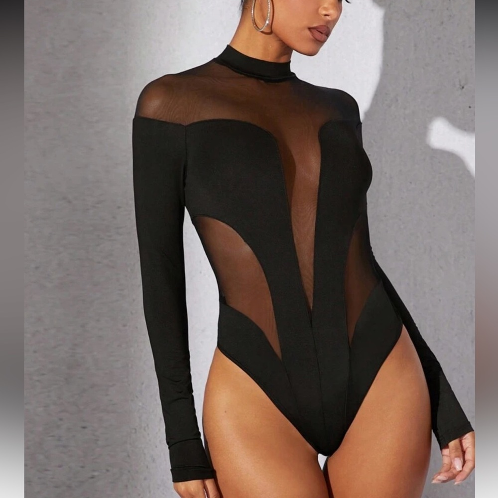 Elegant Black Sheer Bodysuit